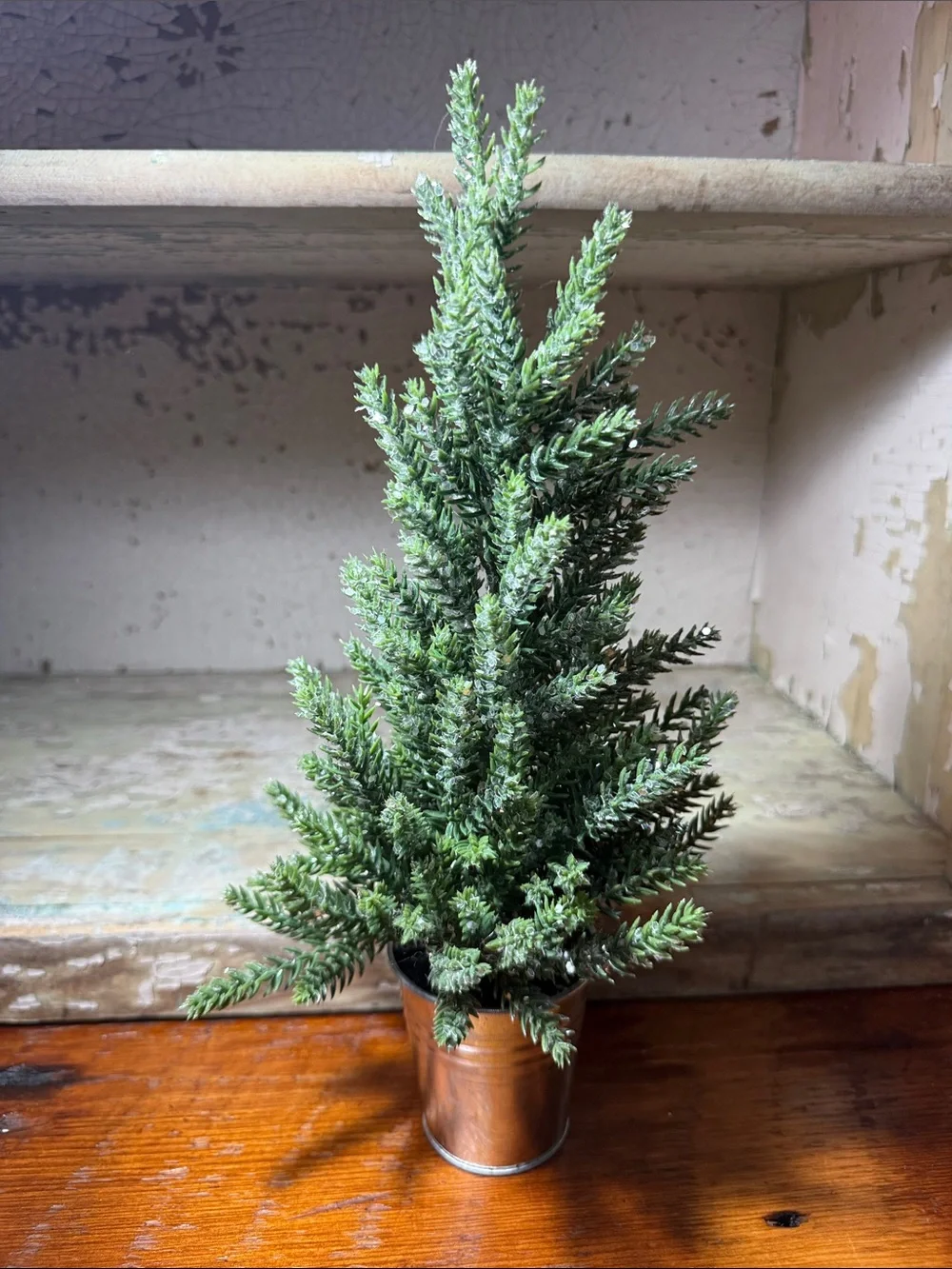 🌲 13” Iced/Sparkly Green Potted Holiday Tree - Decorative Tabletop Accent